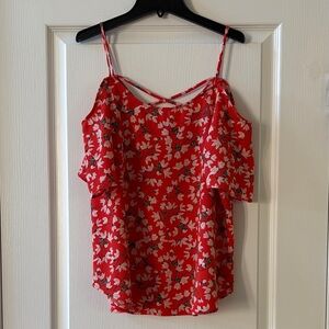 Kaileigh Red Floral Off Shoulder Top